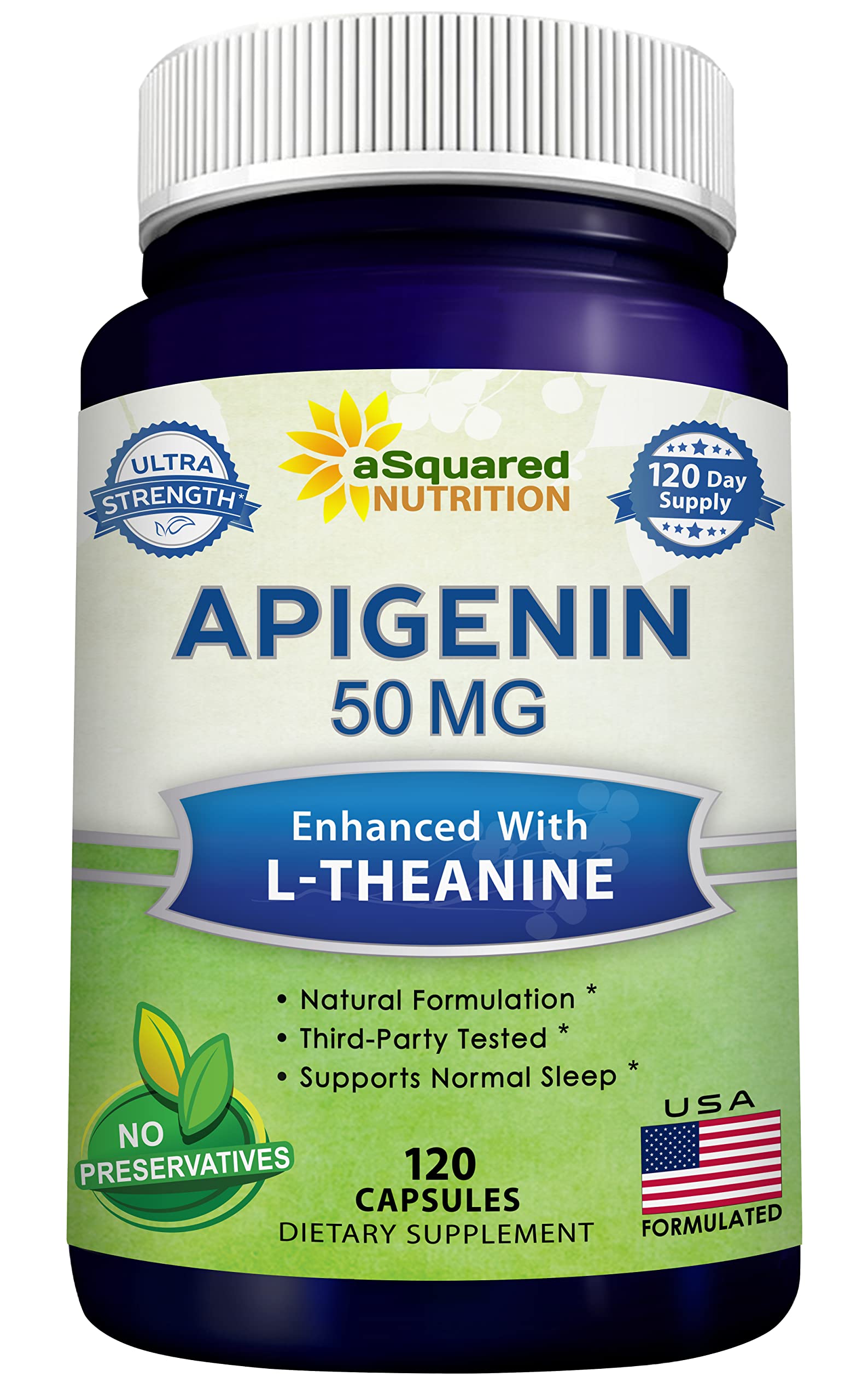 aSquared Nutrition Apigenin 50 mg with L Theanine product packaging