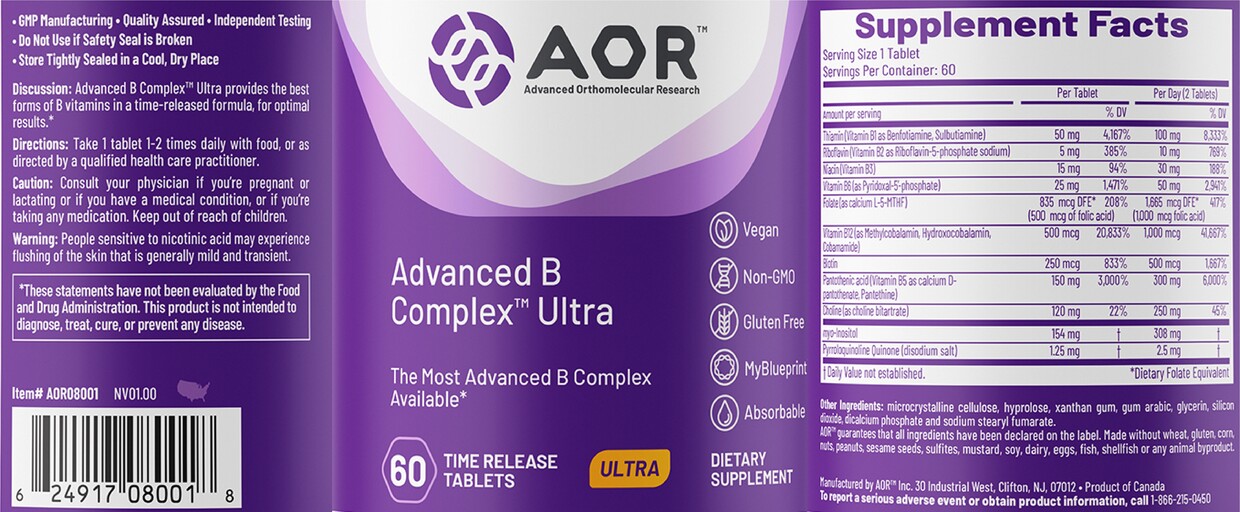 AOR Advanced Orthomolecular Research Advanced B Complex Ultra product packaging