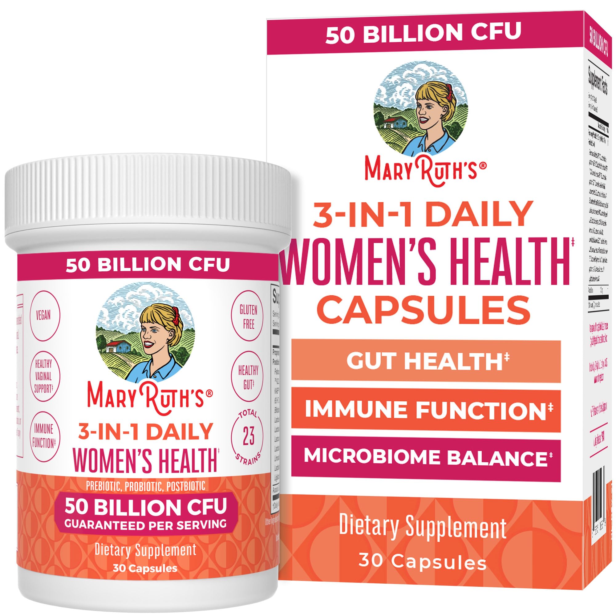 MaryRuth Organics 3-in-1 Daily Health Probiotics for Women product packaging