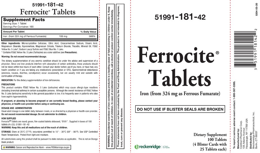 Breckenridge Pharmaceutical Ferrocite product packaging