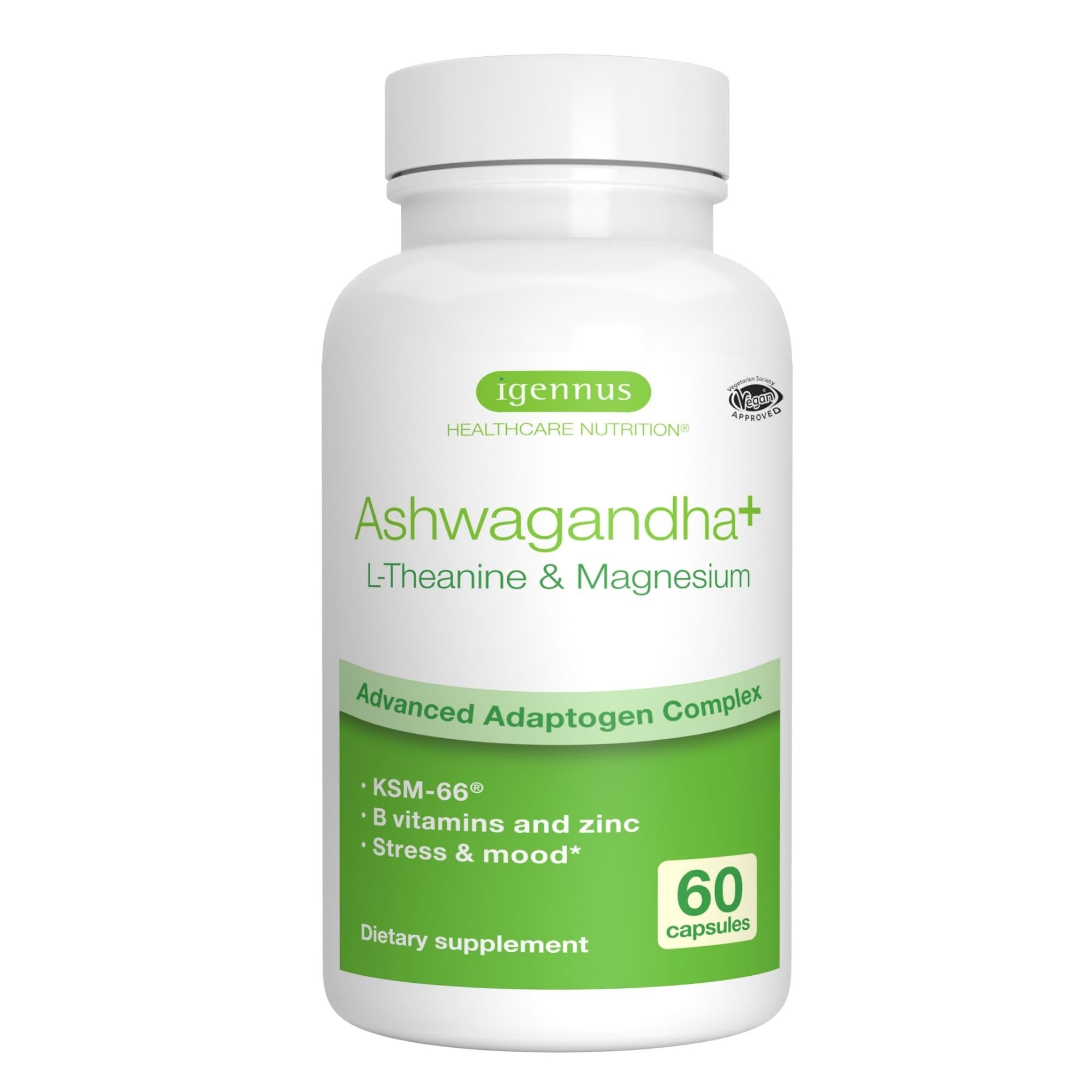 Igennus Healthcare Nutrition Ashwagandha+ L-Theanine & Magnesium product packaging
